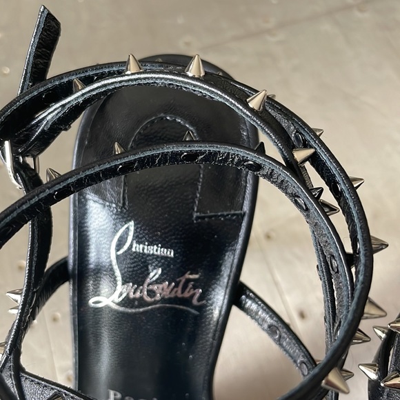 Christian louboutin bombina spike black stiletto sandal 100mm sz 37.5 - Picture 4 of 11